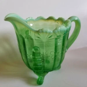 Antique Northwood EAPG c1868 KLONDIKE GREEN OPALESCENT Glass Creamer - Picture 1 of 5