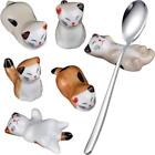Pack of 6 Lovely Lucky Cat Porcelain Knife Rests Chopstick Rest set Ceramic T...