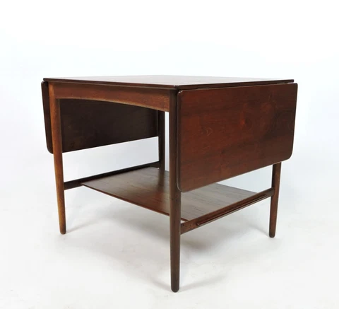 Hans Wegner Danish Modern Teak & Oak Drop Leaf End Table for Andreas Tuck Cover