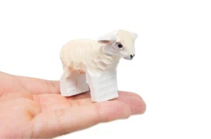 Schaf Lamm Figur Bauernhof Deko Kunst kleine Statue Geschenk Schnitzerei Miniatur Tier - Bild 1 von 5