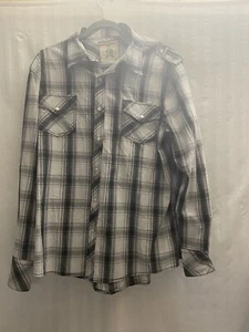 SUPPLY COMPANY USA Men's Shirt Size XL Snap Pearl Plaid Gray Roll-Up Sleeve - Picture 1 of 13