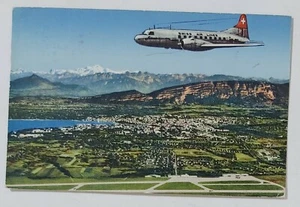 30182 AK - Genf - Flughafen und Mont Blanc - Swiss Airline - VG 1959 - Bild 1 von 4