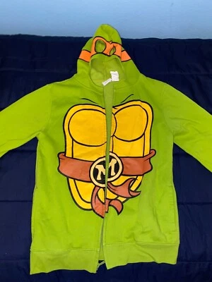 Teenage Mutant Ninja Turtles Boys Zip Up Hooded Green & Orange Size Small 🔥 - Image 1 of 4