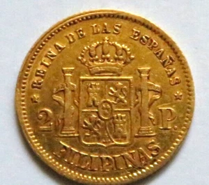 Philippines. 1861 Gold 2 Pesos.. aVF/VF - Part Lustre - Bild 1 von 2