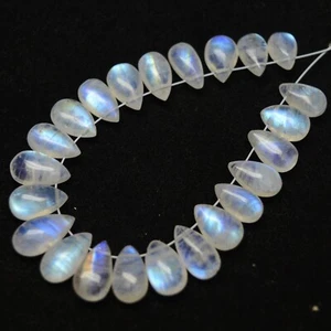 23Pcs 52Cts Natural Rainbow Moonstone Teardrop Briolette 9x5-12x6mm#13529 - Picture 1 of 8