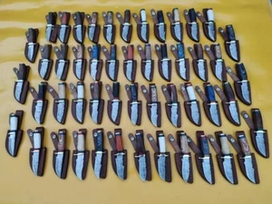 Lot 20 PCS Custom Hand-Forged Damascus Steel Skinner & Hunting Knives W/Sheath. - Picture 1 of 6