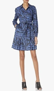 Women's Sam Edelman Abstract Long Sleeve Shirtdress, Size 8 - Blue. NWT. $138.00 - Picture 1 of 8