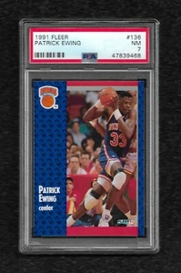 FLEER #136 1991 PATRICK EWING PSA 7 casi como nuevo solo 19 corte superior knicks hoyas - Imagen 1 de 1