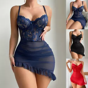 Sexy Ladies ❤️ Women Lace Nightdress Babydoll Push Up Sleepwear Lingerie Dresses - Picture 1 of 16