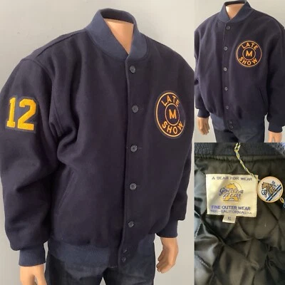 2012 Late Show David Letterman Wool Varsity Jacket Made USA Size XL Golden Bear - Image 1 of 4