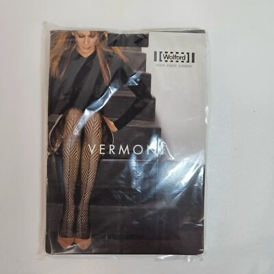 WOLFORD Vermont Geometric Tights Pantyhose Black M Medium Rare/Discontinued - Image 1 of 4