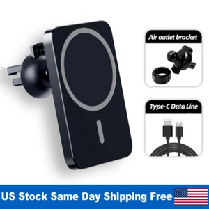 Wireless Fast Charger Magnetic Car Phone Mount Holder For iPhone 12 Pro MAX/Mini - Picture 1 of 19