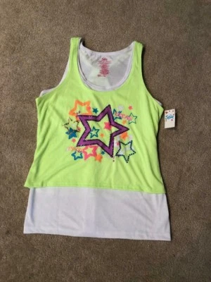 Justice Follow Your Dreams Pajama Top/Nightshirt White & Neon Green- Size 20 New - Image 1 of 2