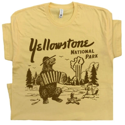 Camiseta Yellowstone Divertida Camiseta Parque Nacional Camping Senderismo Retro Hombres Mujeres Foto 1 de 4