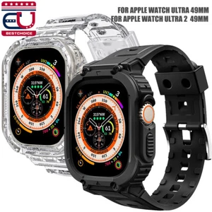Silicone Band Strap Bumper Case Rugged Sport Cover for Apple Watch Ultra 2 49mm - Photo 1 sur 13