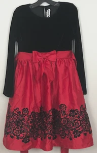 Rare Edition Girl 12 Party Dress Black Velvet Red Skirt Embellished Rhinestones - Picture 1 of 7