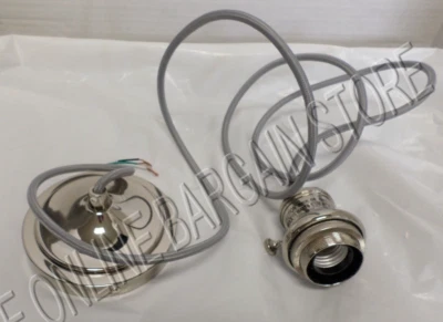 Pottery Barn PB Pendant Hardwire Cord Bulb Kit Polished Nickel Finish Chandelier - Image 1 of 4