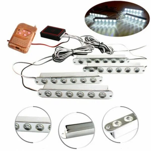 24 LED Car Truck Strobe Flash Dash Emergency Warning Light Remote White Yellow - Picture 1 of 10