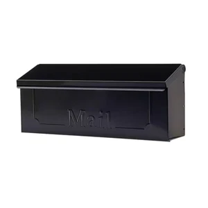 Wall-Mount Mailbox Classic Outdoor Galvanized Post Steel Lockable Mounted Black - Picture 1 of 12