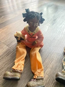 2 schwarze Keramikpuppen, alt - Bild 1 von 2