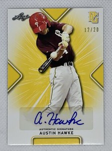 2021 LEAF PERFECT GAME AUTO AUSTIN HAWKE YELLOW PAPER 12/20
