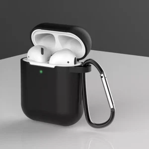 Apple AirPod Silicon Case/Cover Full Protective Silicone for Gen 1 & 2 BLACK - Picture 1 of 2