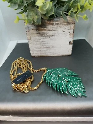 Alfani женщин золотистый цветной ладони лист подвеска ожерелье цвет золото/зеленый новый с Ярлыками - Изображение 1 из 4