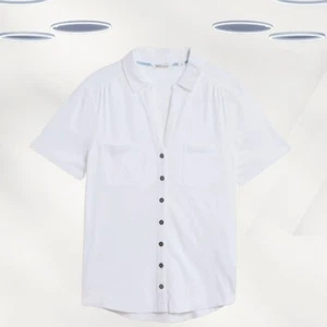 Ex White Stuff Women's Pocket Embroidered Jersey Shirt in White (Defect) - Picture 1 of 5