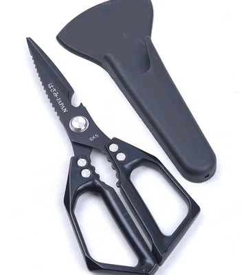 Multi-Function KITCHEN SCISSORS/SHEARS, Heavy Duty/JUMBO Size, JAPAN SK5, BLACK - Image 1 of 4