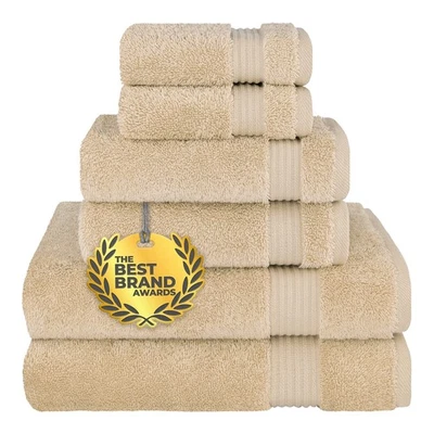 6 Piece Towel Set, 100% Cotton Soft Absorbent Turkish Towels for Bathroom, 2 ... - Image 1 of 4