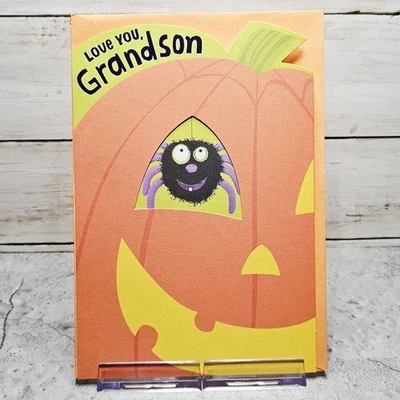 Tarjeta de felicitación Expression Halloween nieto naranja calabaza araña sello Foto 1 de 4