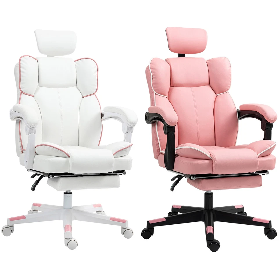 HOMCOM PU Silla de Oficina de Cuero, Silla de Escritorio Reclinable con Reposacabezas Foto 1 de 1