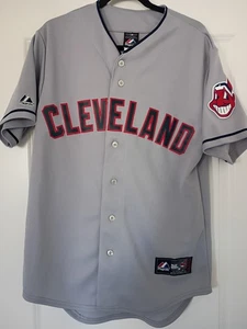 CLEVELAND INDIANS ROAD GRIS MAJESTUOSO JERSEY MEDIANO CON PARCHE JEFE WAHOO - Imagen 1 de 13