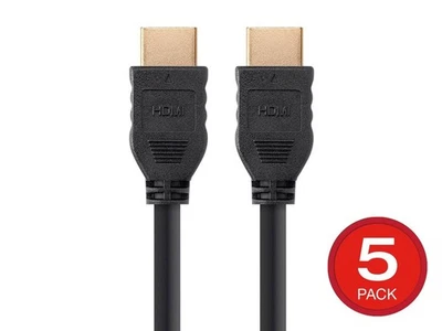 Monoprice High Speed HDMI Cable - 3ft - Black, No Logo (5-Pack) 18Gbps, 32AWG - Image 1 of 4