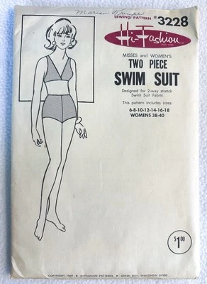 Vtg Hi Fashion Two Piece Swim Bathing Suit Sewing Pattern Szs 6 Through 18 UNCUT - Image 1 of 3