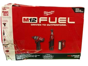Milwaukee M12 12V Lithium-Ion Cordless Screwdriver, 3/8 in. High Speed Ratchet, - Picture 1 of 2