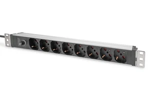 DIGITUS 1UH-Aluminiowy PDU, 8-krotne wyjście włoskie, 10A szt., 250VAC 50/60Hz, - Zdjęcie 1 z 7