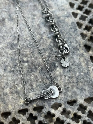 Lucky Brand 18” Silver Tone Guitar Pendant Necklace Dainty Oval Link - Image 1 of 3