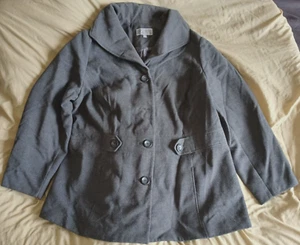 JM COLLECTION*WOMAN GRAY BUTTON FRONT DRESS COAT/FULLY LINED-SIZE 2X-PRE OWNED - Picture 1 of 3