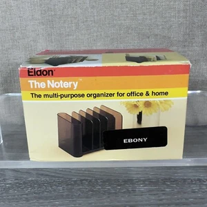 Vintage Eldon "The Notery" schwarz Acryl Schreibtisch Stift & Brief Organizer 1980 Neu im Karton-OS - Bild 1 von 13