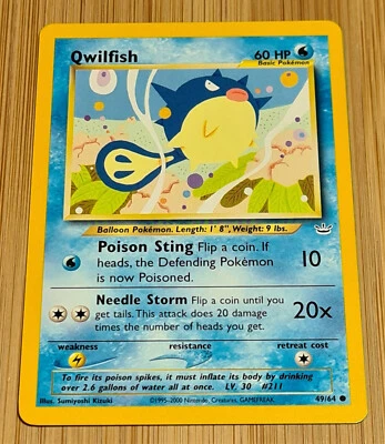Qwilfish # 49/64 Common Neo Revelation 2001 Pokemon EN Near Mint to Mint Vintage - Bild 1 von 3