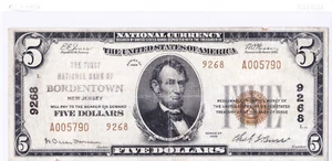 $5 1929 T2 National BORDENTOWN New Jersey NJ 🇺🇸 Mega Rare! Only 4 on Census! - Picture 1 of 2
