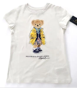 NWT, Girls Polo Ralph Lauren Deckwash White Polo Bear Tee. Size 5. Eu 110 - Picture 1 of 1