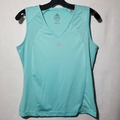 Camiseta sin mangas Adidas para mujer verde mediana sin mangas cuello en V  Foto 1 de 4