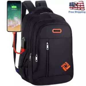 Waterproof Laptop Backpack Bookbag 17" School Travel Bag with USB Charging Port - Picture 1 of 15