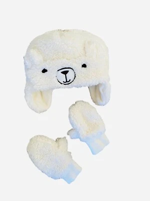 GAP Bebé Sombrero Gorro y Mitones Blanco Oso Polar Difuso Talla: XS-L, 1-5 años Foto 1 de 4