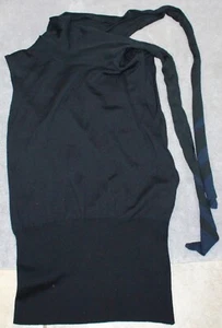 VINTAGE HERMES PARIS UNIQUE SLEEVELESS BUTTON & TIE MOCK TURTLENECK VIRGIN WOOL - Picture 1 of 13