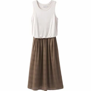 prAna Perry Midi Dress Size L 'Mud' Brown & Ivory Sleeveless - Picture 1 of 5