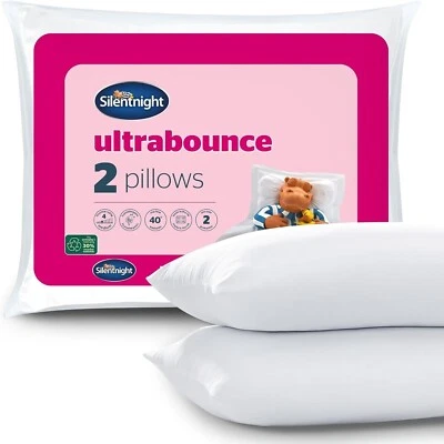 Paquete de 2 almohadas Silentnight Ultrabounce soporte suave cama de hotel hinchable hechas en el Reino Unido Foto 1 de 4
