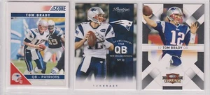 Tom Brady Lote de 3 Cartas - Puntuación 2008, 2009 Donruss Threads, 2012 Prestige - Imagen 1 de 2